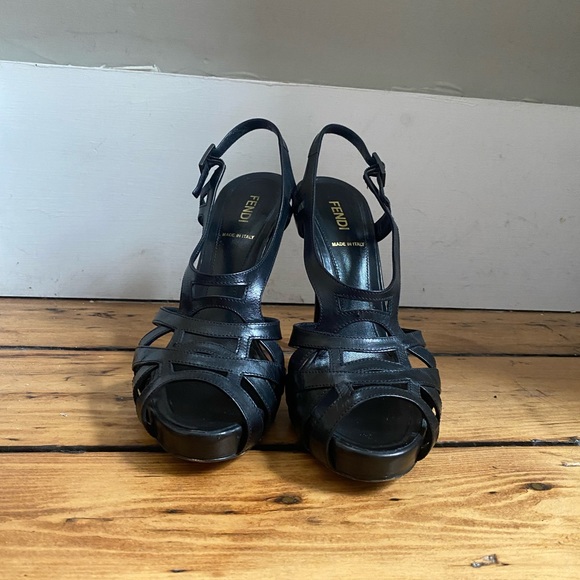 FENDI spuntata cuoietto nero heels sandal black Size 37 - Picture 12 of 16